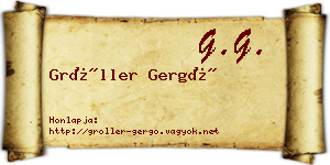 Gröller Gergő névjegykártya